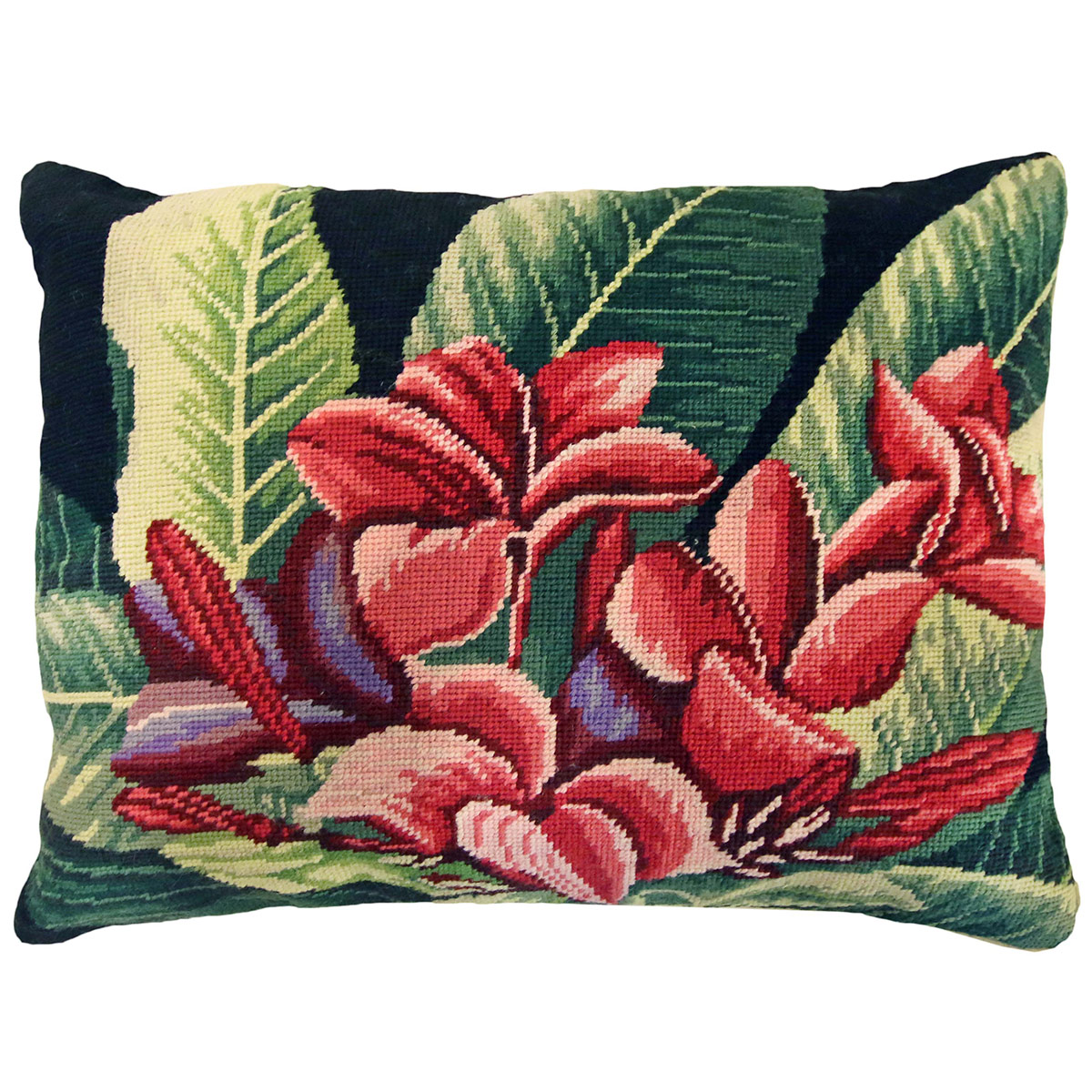 Plumeria Flowers Needlepoint Pillow