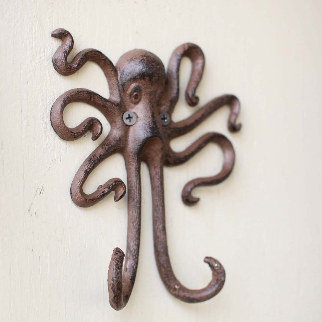 Cast Iron Octopus Wall Hooks - Set of 4 | Bella Coastal Decor