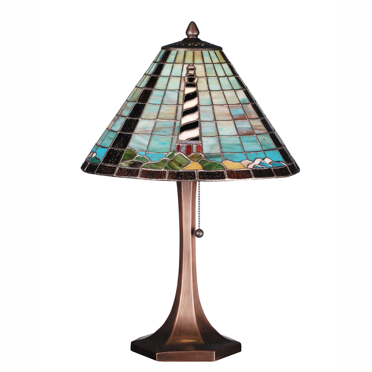 lighthouse stained glass lamp