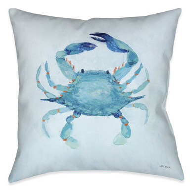 Artisan Created Watercolor Shore Crab 18 x 18 Pillow