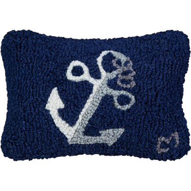 Chandler 4 Corners Artist-Designed Anchor Classic Hand-Hooked Wool Decorative Throw Pillow - Nautical Pillow for Couches & Beds - Easy Care & Low