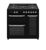 New World NW91DFBL 90cm Dual Fuel Range Cooker, Black - Energy Rating: A