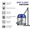 Tower TDW10 15L Stainless Steel Wet and Dry Vacuum in Washington Blue
