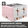 Tower Cavaletto 1800W 4 Slice Toaster S/Sl Marshmallow Pink and Rose Gold