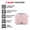 Tower Cavaletto 1800W 4 Slice Toaster S/Sl Marshmallow Pink and Rose Gold