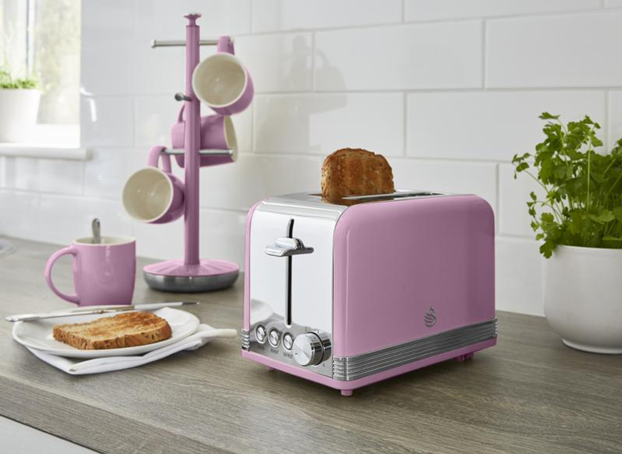 Swan ST34020PN 4 Slice Retro Style Toaster In Pink