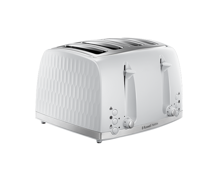 Russell Hobbs 4 Slice Textured Toaster, White Mega Appliances