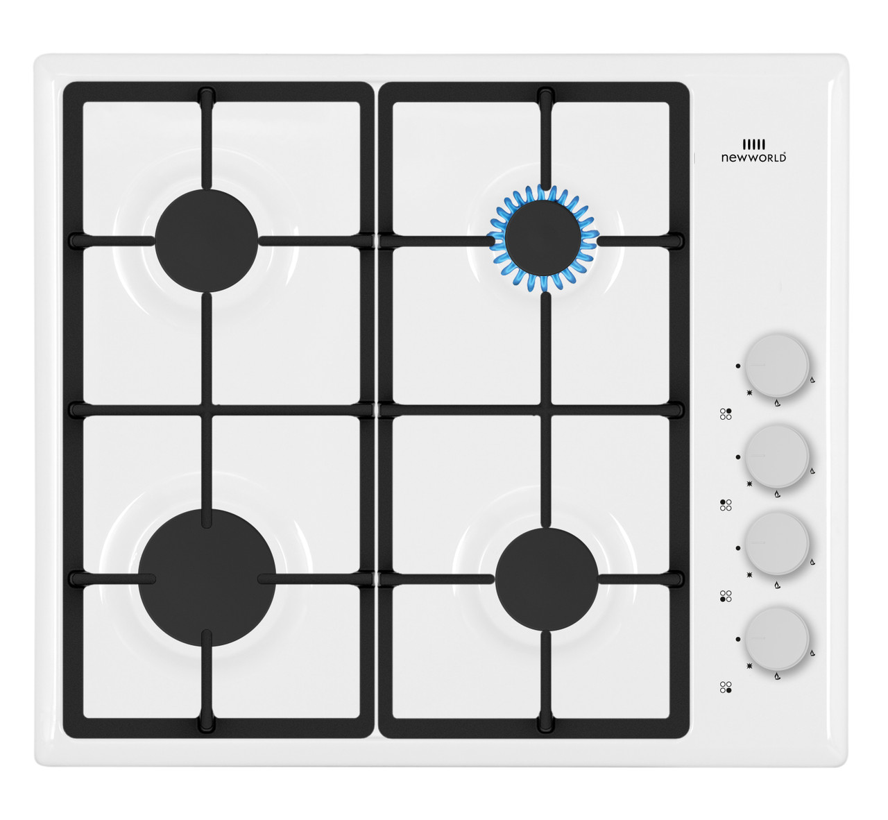 New World NWG61W 60cm 4 Burner Gas Hob White Mega Appliances