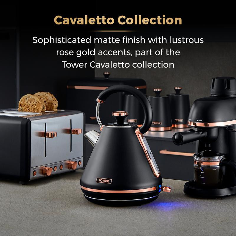 Black Rose Gold Tower Bottega Slice Toaster All Black Kettle And