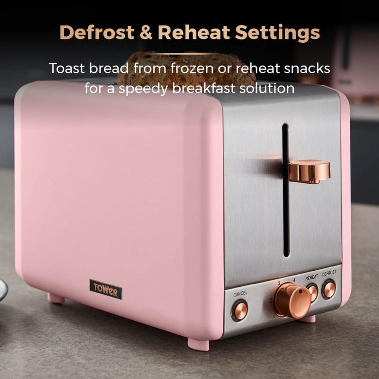 Tower Cavaletto Jug Kettle and 4 Slice Toaster Set Pink