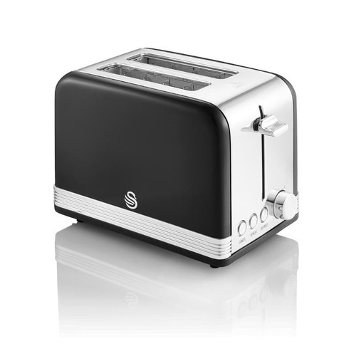 Swan Retro 2 Slice S/S Toaster - Black