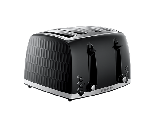 Russell Hobbs Honeycomb 4 Slice Textured Toaster, Black