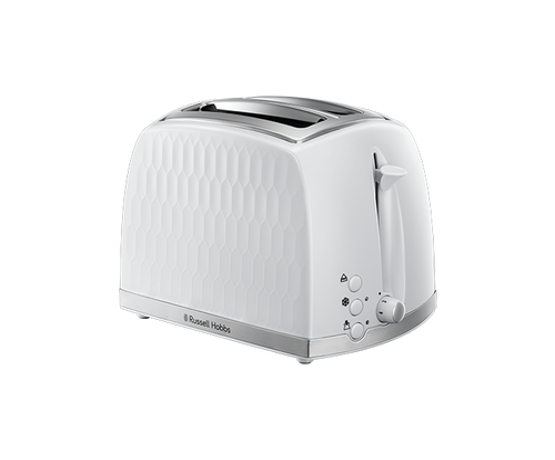 Russell Hobbs Honeycomb 2 Slice Textured Toaster, White