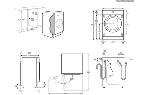 Zanussi Z712W43BI 7kg Integrated Washing Machine 1200rpm White F Energy Rating