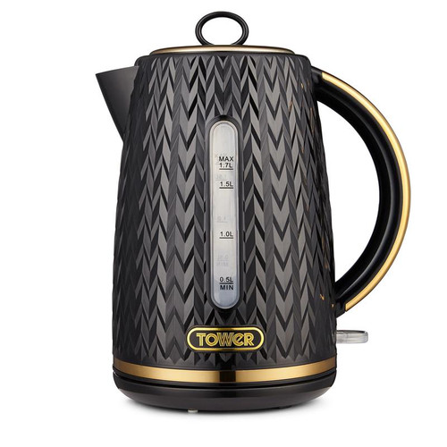 Tower Empire 3KW 1.7L Kettle Black with Brass Accents
