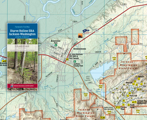 Starve Hollow SRA and Jackson-Washington State Forest topographic trail map