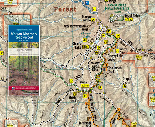 Morgan-Monroe and Yellowwood State Forests topographic trail map