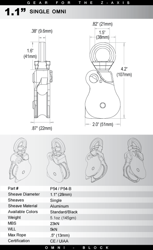 Active slide of Petzl JAG Traxion Double Progress Capture Pulley