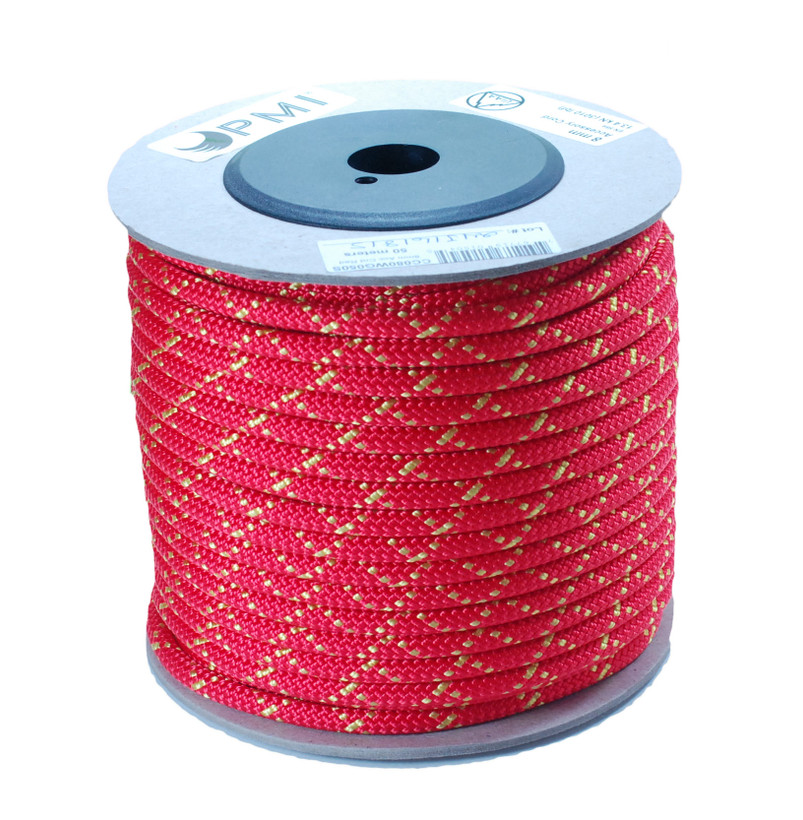 PMI 8mm Prusik Cord Red/Yellow 50 Meter (164') Spool