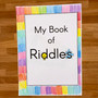 Child's riddle book cover hand decorated
