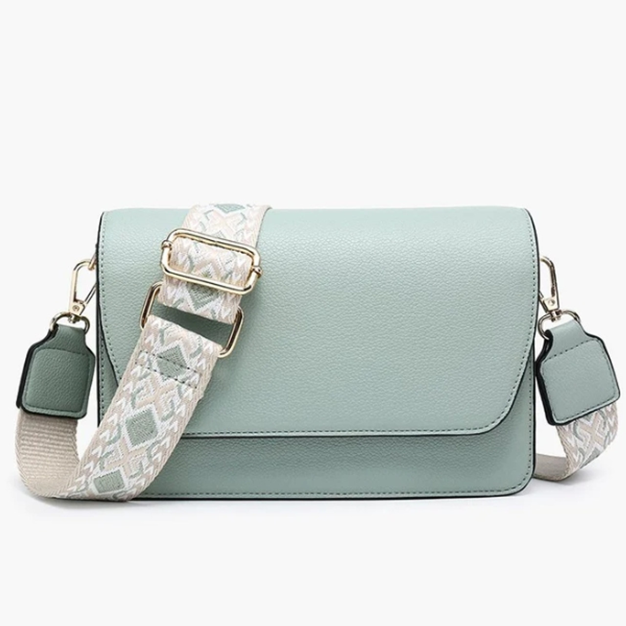 ショルダーバッグ・ポシェット GREEN STUFF Closed cross bag ivory L Jen & Co Noah Flapover Crossbody with Guitar Strap