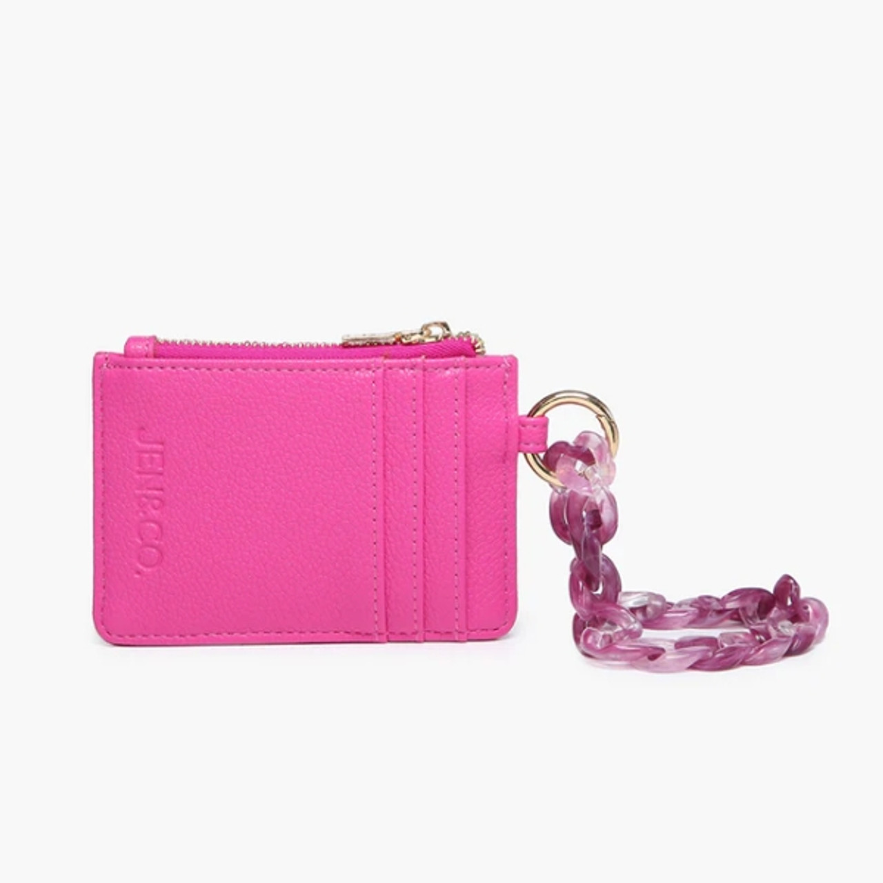 PU Leather ID/Card Wallet Key Ring Bangle Wristlet Featuring Matching  Headphone Case. - 2 Card Pocket Slots - Strap Button Closure - Detachable  3