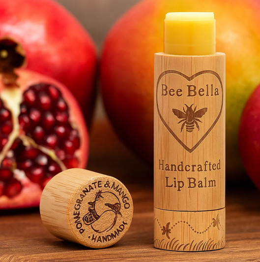 Bee Bella Lip Balm in Pomegranate and Mango style shot