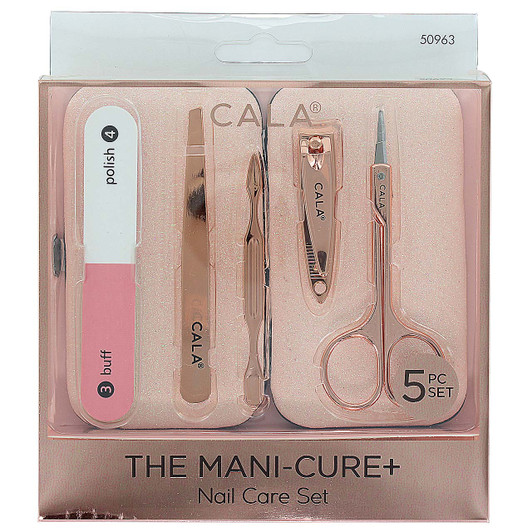 Cala Mani-cure + Nail Care Set 5 pcs with Case Rose Gold in box