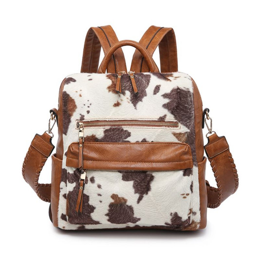 Jen & Co Amelia Convertible Backpack in cow brown