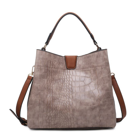 Jen & Co Tati Hobo Satchel Crocodile Taupe