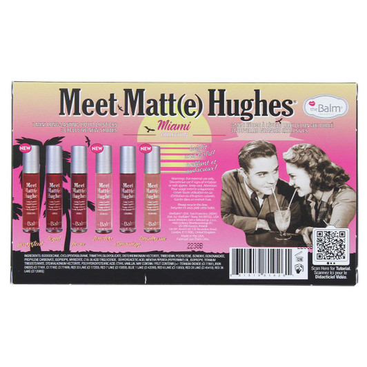 theBalm Meet Matt(e) Hughes 6 Mini Liquid Lipsticks - Miami - Back of Box theBalm Meet Matt(e) Hughes 6 Mini Liquid Lipsticks - Miami - Back of Box