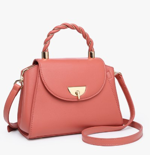 EveryHour Twist Lock Small Satchel with Braided Handle alt view EveryHour Twist Lock Small Satchel with Braided Handle alt view