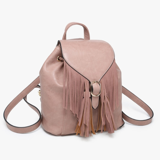 Jen & Co Jewel Bucket Backpack with Fringe alt view Jen & Co Jewel Bucket Backpack with Fringe alt view
