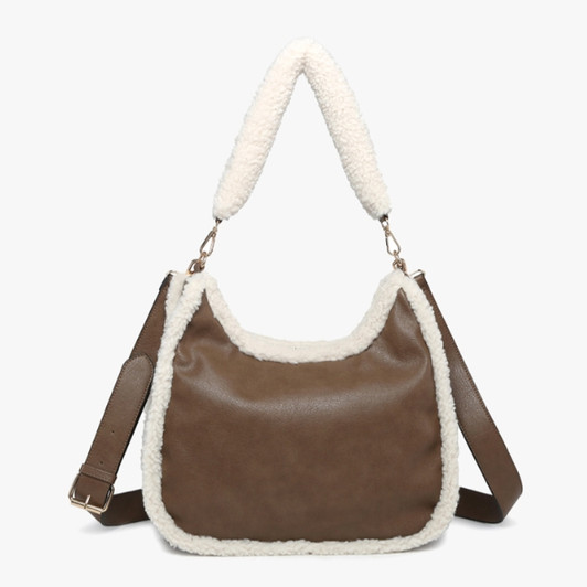 Jen & Co Reece Sherpa Trim Satchel Jen & Co Reece Sherpa Trim Satchel