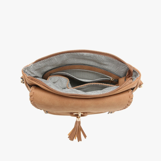 Jen & Co Layla Faux Suede Whipstitch Crossbody inside view Jen & Co Layla Faux Suede Whipstitch Crossbody inside view