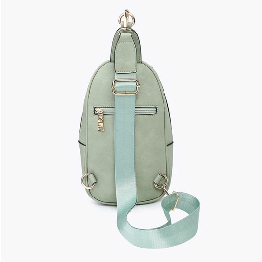 Jen & Co Pamela Double Zip Sling Bag back view