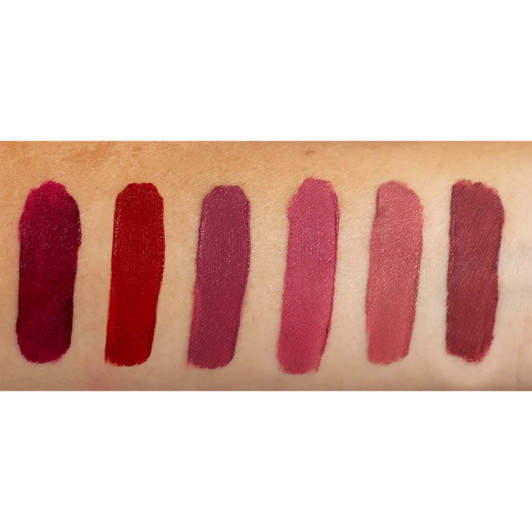theBalm Meet Matt(e) Hughes Special Delivery Lip Kit swatches on arm