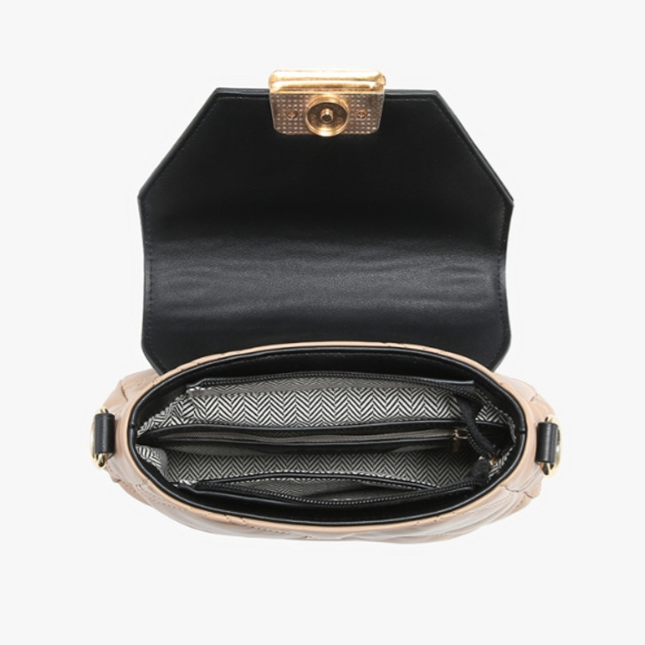 Jen & Co Ollie Quilted Crossbody w/ Chain Strap inside view Jen & Co Ollie Quilted Crossbody w/ Chain Strap inside view