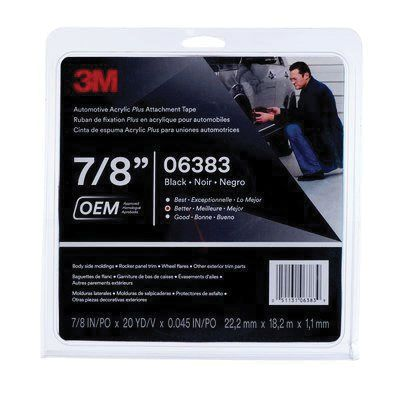 3M Acrylic Plus Series Automotive Attachment Tape, 20 yd x 7/8 in, 1.12 mm THK, Black