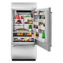 Kitchenaid® 20.9 Cu. Ft. 36 Width Built-In Stainless Bottom Mount Refrigerator with Platinum Interior Design KBBR306ESS