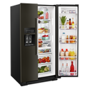 Kitchenaid® 24.8 cu ft. Side-by-Side Refrigerator with Exterior Ice and Water and PrintShield™ Finish KRSF705HBS