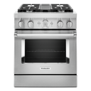 KitchenAid® 30'' Smart Commercial-Style Dual Fuel Range with 4 Burners KFDC500JSS