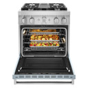 KitchenAid® 30'' Smart Commercial-Style Dual Fuel Range with 4 Burners KFDC500JMB