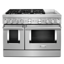 KitchenAid® 48'' Smart Commercial-Style Dual Fuel Range with Griddle KFDC558JSS