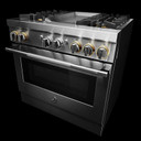 Jennair® 36" RISE™ Dual-Fuel Professional-Style Range with Chrome-Infused Griddle JDRP536HL