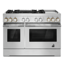 Jennair® RISE™ 48 Dual-Fuel Professional-Style Range with Chrome-Infused Griddle and Grill JDRP748HL