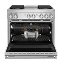 Jennair® 36" NOIR™ Dual-Fuel Professional-Style Range with Chrome-Infused Griddle JDRP536HM