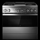 Jennair® 36" NOIR™ Dual-Fuel Professional-Style Range with Chrome-Infused Griddle JDRP536HM