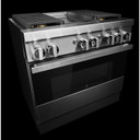 Jennair® 36" NOIR™ Dual-Fuel Professional-Style Range with Chrome-Infused Griddle JDRP536HM