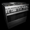 Jennair® 36" NOIR™ Dual-Fuel Professional-Style Range with Chrome-Infused Griddle JDRP536HM